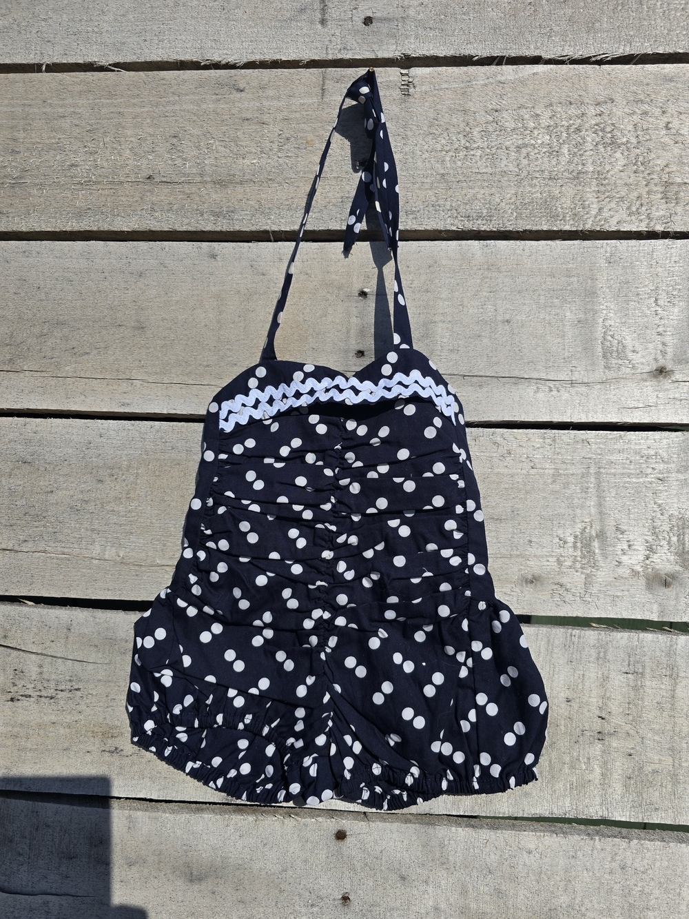 Adorable Navy Polka Dot Halter One-Piece Bodysuit for Kids